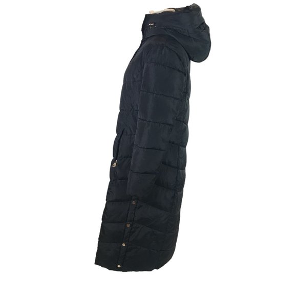 Cameo Rose Ladies Longline Puffer Coat Jacket Black Sz 12 Hooded Quilted Padded - Picture 2 of 14